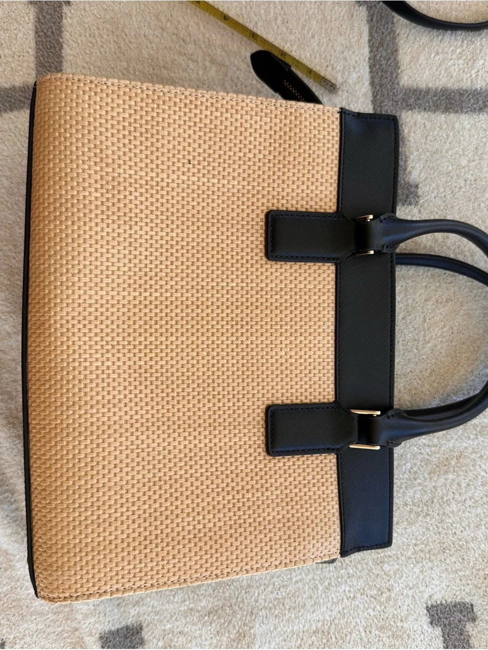 kate spade Beige and Black Woven Tote